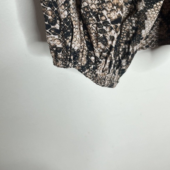 Figue Lilah Python Snakeskin Print Long Sleeve Blouse Top Brown Womens Size M - Picture 5 of 9
